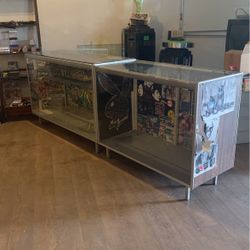 Two Display Cases  Sold Together With Lights And Shelves 