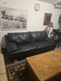 Beautiful blue leather couch