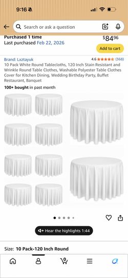 Used once Napkins and tablecloths
