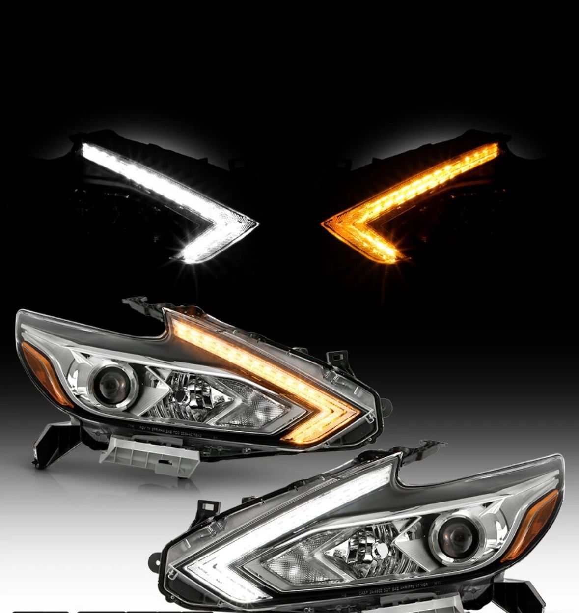 2016-2018 Nissan Altima Halogen w/LED DRL SwitchBack Signal Headlight Chrome