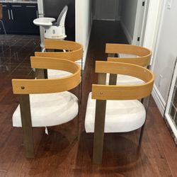 Set Of 4 Mcm Curved Bentwood Chairs 