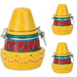 Sombrero Hat 3 Piece Ceramic Canister Set