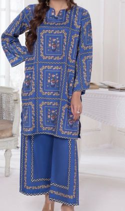Blue Floral Print Kurta and Palazzo Set