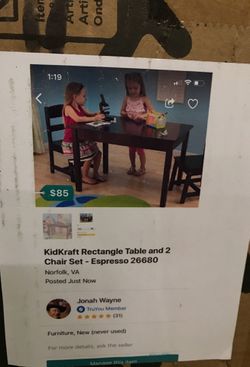 KidKraft Rectangle Table and 2 Chair Set. espresso