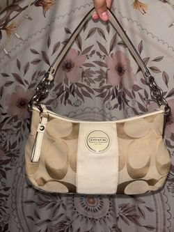 Vintage Y2K Coach signature beige stripe Demi shoulder bag