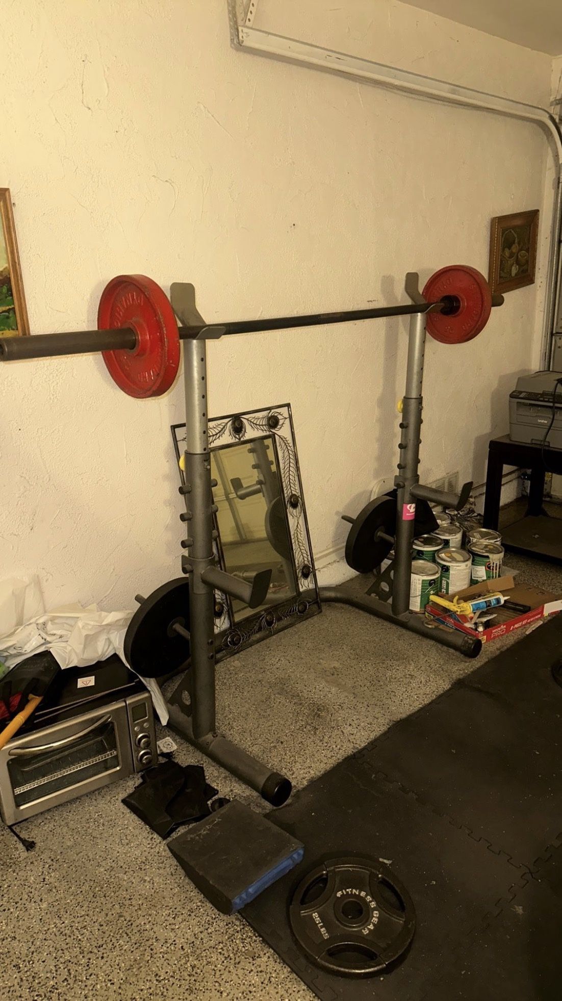 Squat Rack , Bar And Weights 