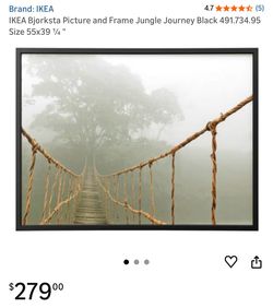 IKEA Bjorksta Picture and Frame Jungle Journey Black 55x39.5”