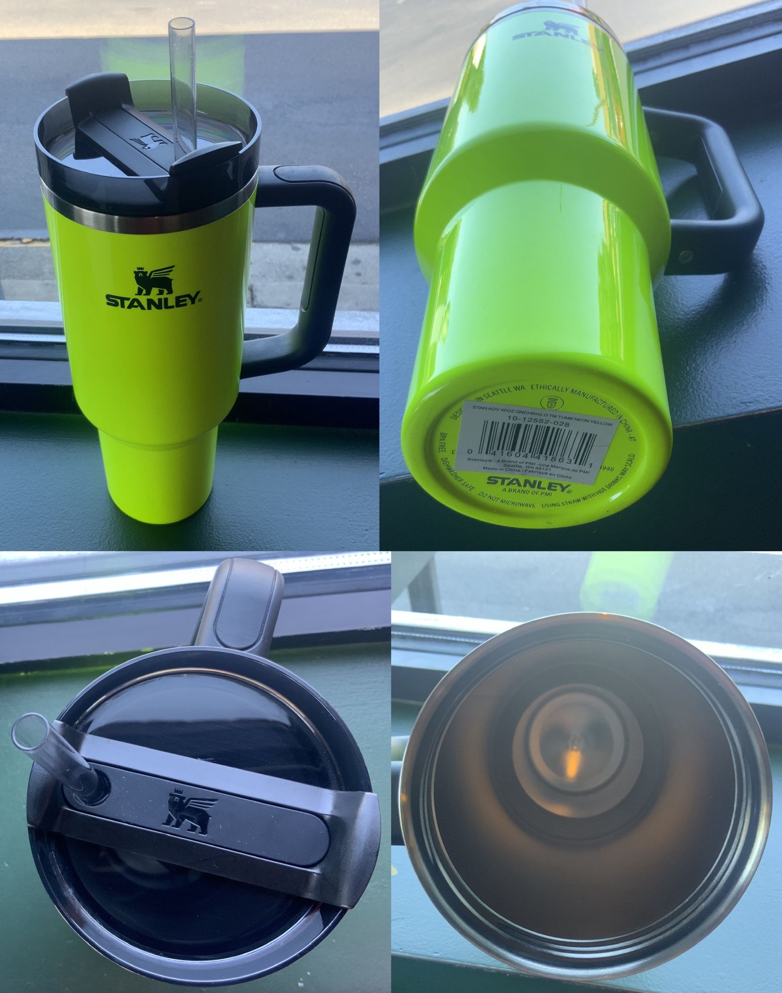🥦 1 STANLEY Quencher H2.0 FlowState Neon Yellow Stainless Steel Tumbler 40 Oz... Value $55