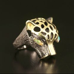 Cat Opal Sterling Silver Ring 
