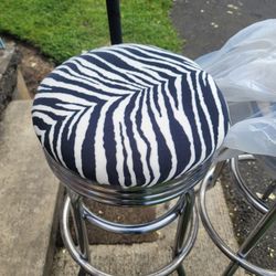 Two Chrome Zebra Print Swivel Stool