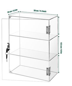 Acrylic clear display case countertop with lock with set of keys brand new