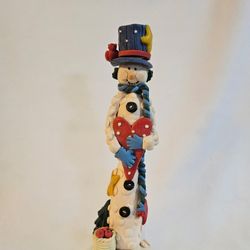 Skinny Pencil Snowman Candle Holder 9" Tall Excellent Vintage Condition No Chips Or Cracks The Skinny Pencil Snowman Candle Holder is a charming addit