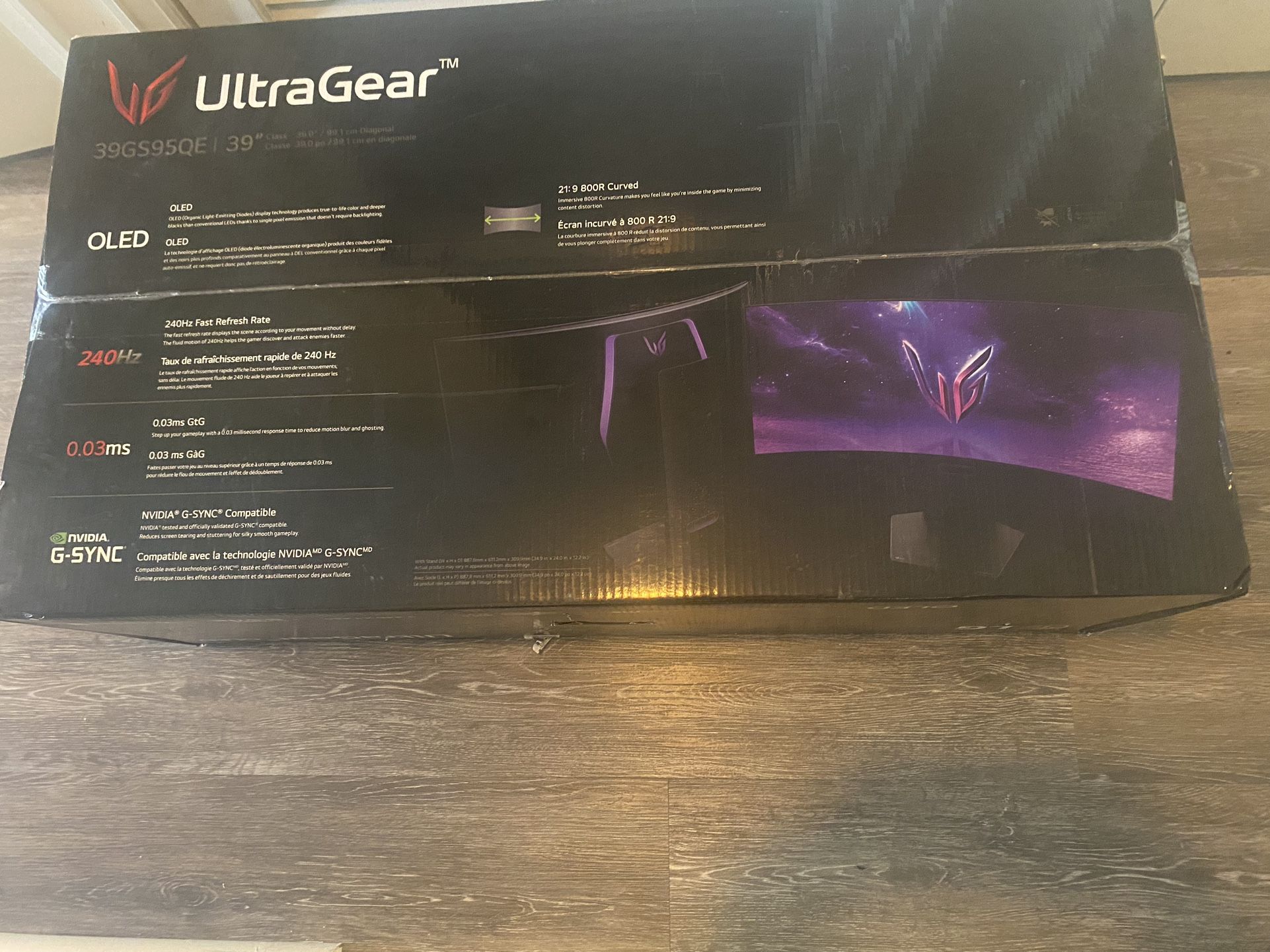 Brand New Sealed Gaming Monitor LG ultra gear 39” pled curved wqhd 240hz 0.03ms freesync and nvidia g-sync compatible gaming monitors with hdr400