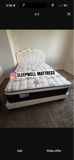 New Queen bed frame with mattress