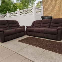 (DELIVERY 🚚) Brown Reclining, Couch, And Loveseat