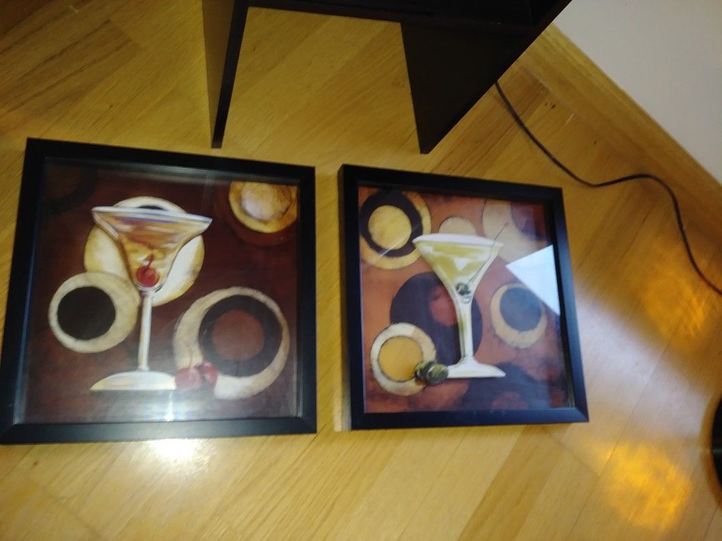 Framed Martinis & shelf