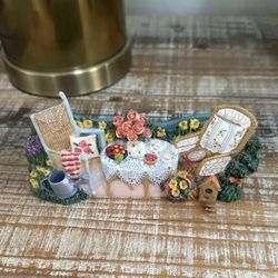 Photo Stand Small Notebook Stand Garden Tea Party Scene Vintage Rare