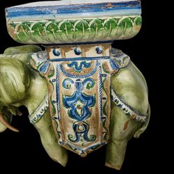 RARE Vtg Ceramic Elephant Garden Seat Stand $795- Hand-Painted Chinoiserie Stool