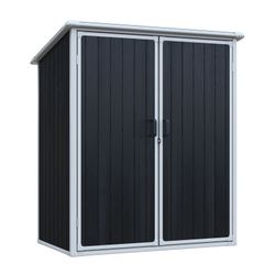 5x3 FT Outdoor Storage Shed Waterproof Resin Cabinet with Lockable Doors for Bikes and Patio Furniture Black