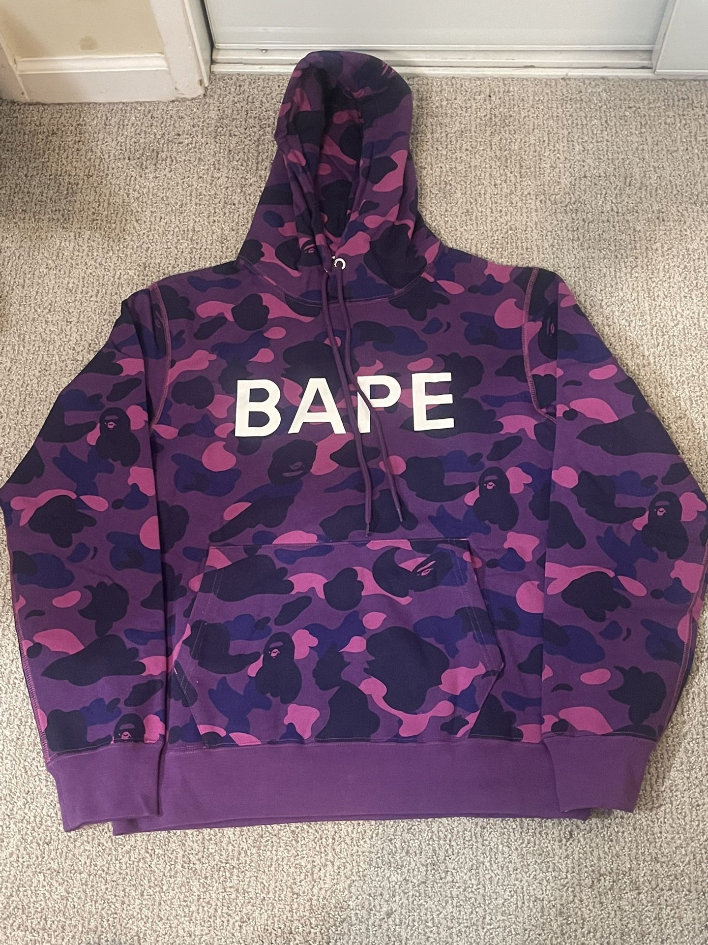 Bape Camo Purple Pull Over Hoodie Size Large