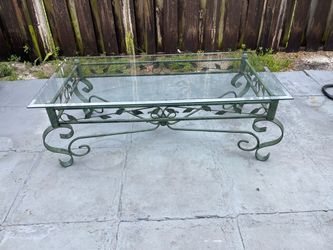 Metal Coffee Table With Glass 48” x 24” Used, Good Condition $70 Firm on Price