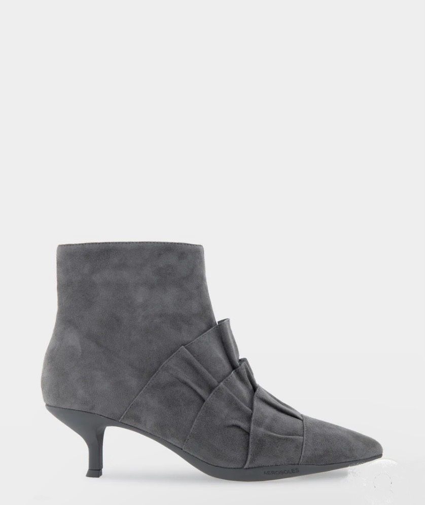Grey Suede Aerosols Kitten Heel Boots 