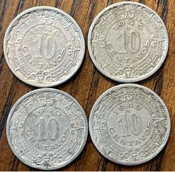 1940 Mexico Diez Centavos 1942 Lot of 4 Vintage 1(contact info removed)