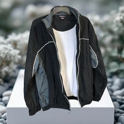 Sun River Black, Gray, White Lined Windbreaker Jacket Men Medium