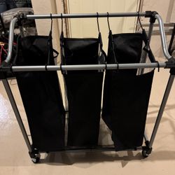 Rolling Hamper - 3 Black Mesh Sections 
