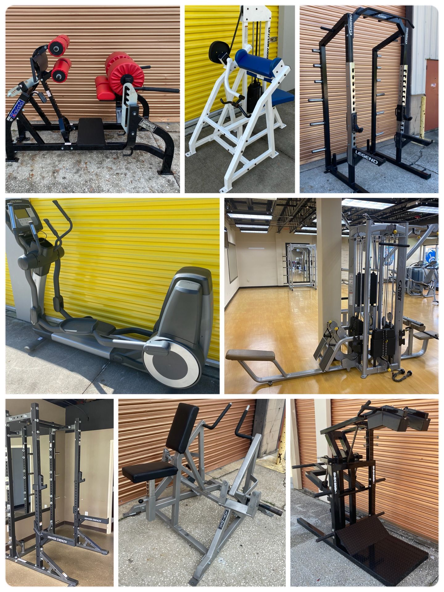 Gym Fitness Dumbbell Olympic Weight Plate Bar Barbell Power Squat Rack Bench Extension Chest Elliotical Treadmill Bike