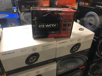 Two 12 inch infinity Primus subwoofer and a db drive wdx1000.1 on sale today for