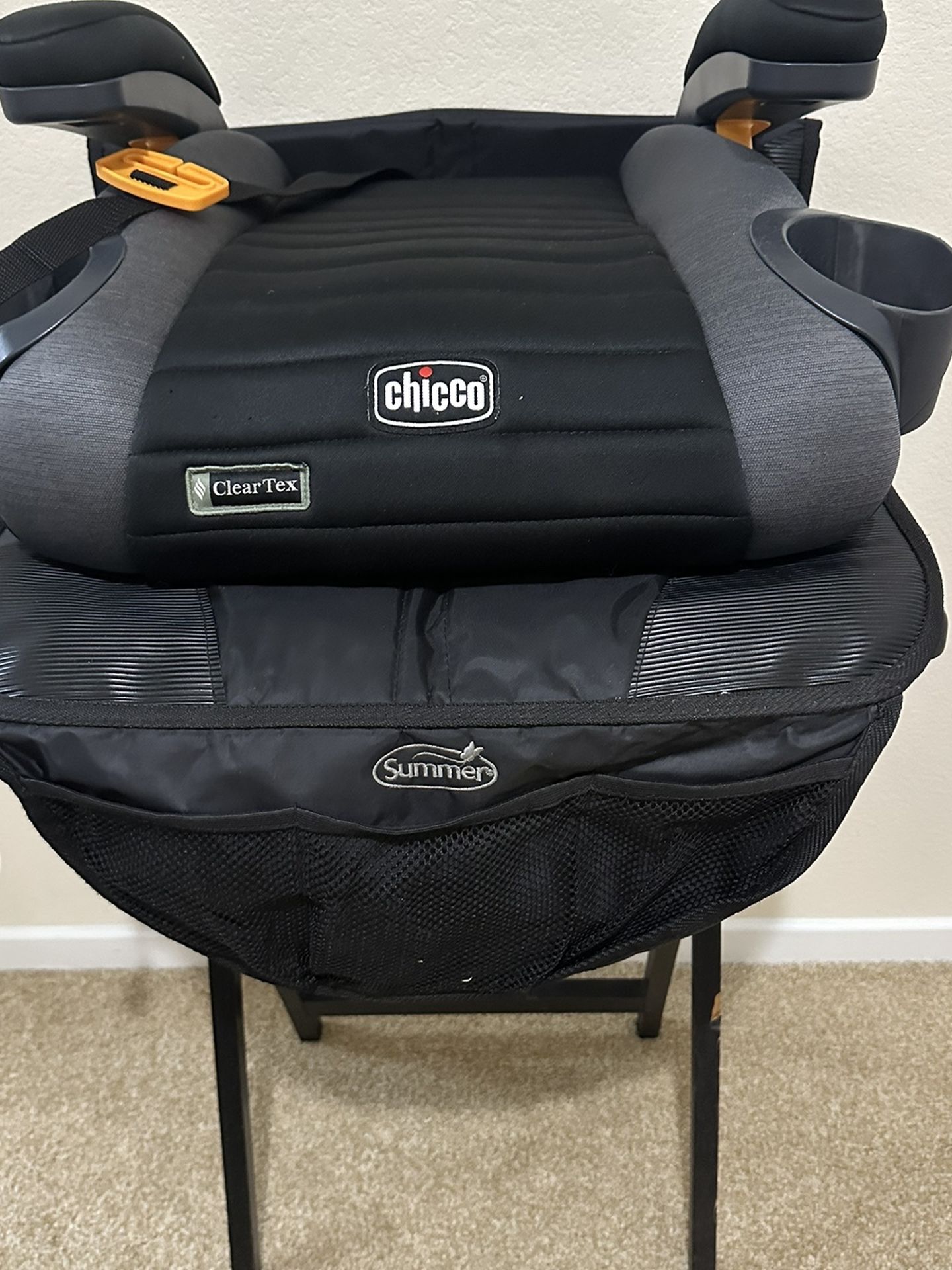 Chicco GoFit Cleartex Backless Booster Seat Plus Seat Protector