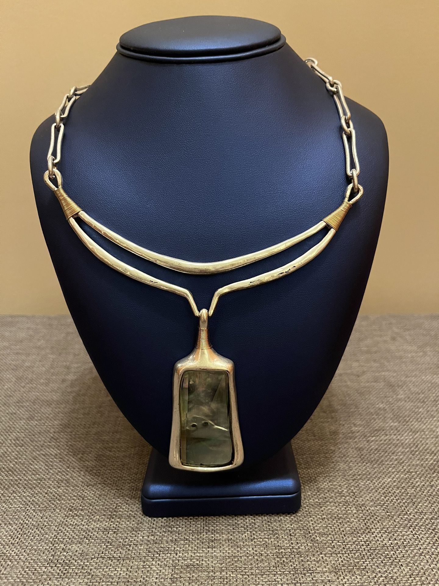 RLM SOHO Necklace by Robert Lee Morris Silverplate with Abalone Pendant