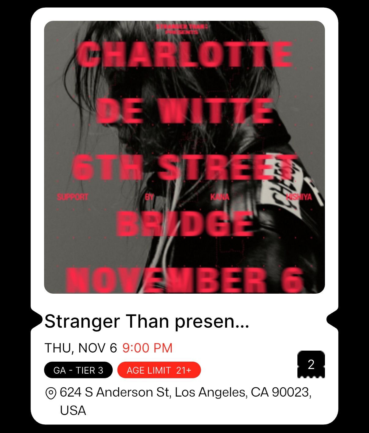 2 CHARLOTTE DE WITTE Thurs 11/6 