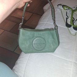 Coach Teal Leather Hand Bag