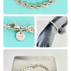 Authentic Tiffany And Co 925 Silver 7 1/2" Bracelet