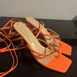 Neon Orange Strap Up Heels