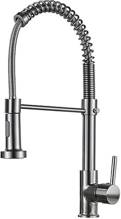 Kitchen Faucet, Hot and Cold Rotating Spring Kitchen Household Faucet(Brushed Nickel)
