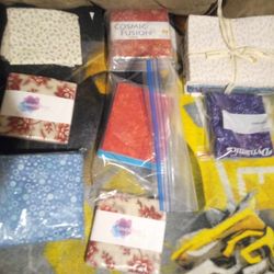 Box Of Fabric And Goodies