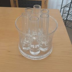 Vintage Glass Shot Glasses & Ice Bucket 