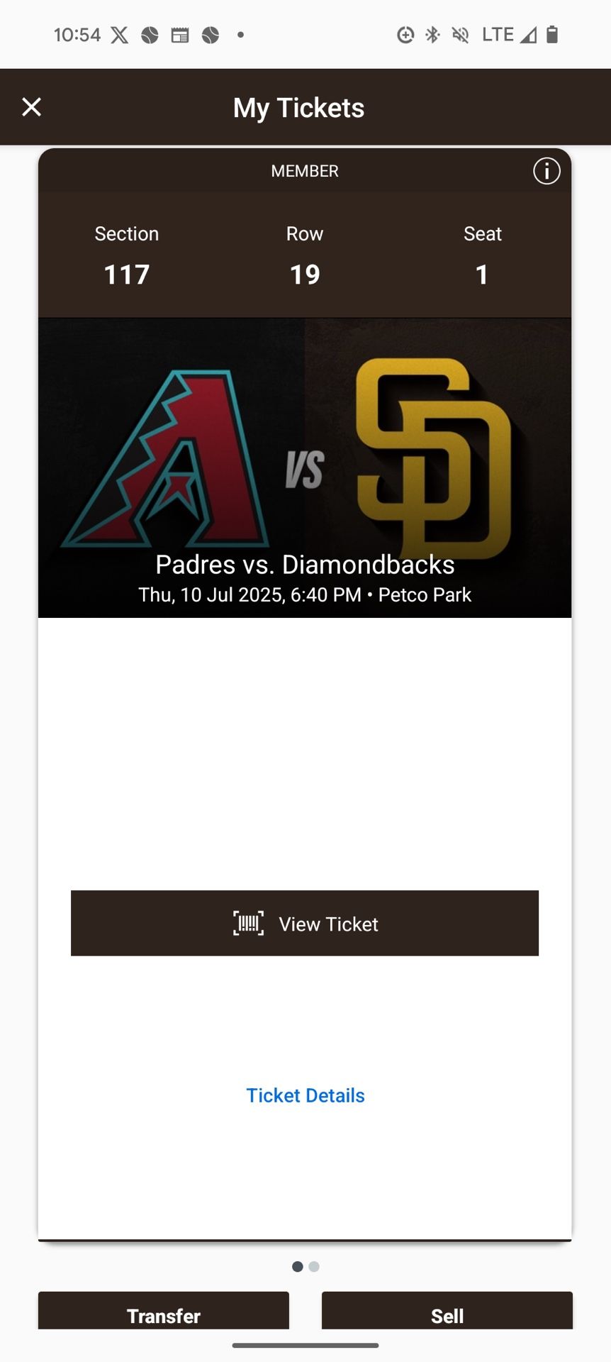 Thursday 7/10 Padres Vs Diamondbacks