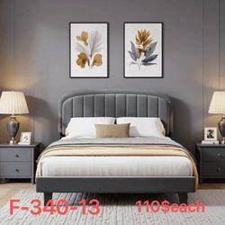 （F-340-13）Full Bed Frame, Velvet Upholstered Platform with Adjustable Headboard（110$each）