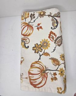 Autumn Pumpkin Paisley Watercolor Floral Cotton Table Runner Thanksgiving