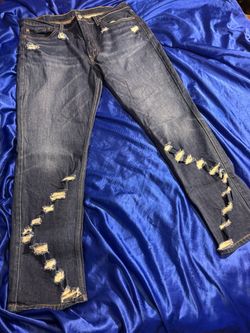 Dark Wash Distressed Denim Jeans