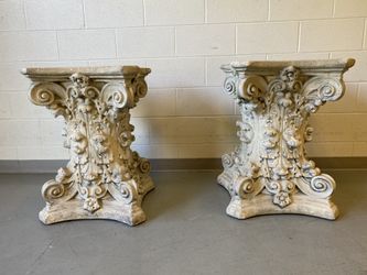 Ornamental columns plaster heavy stands for plants or glass table