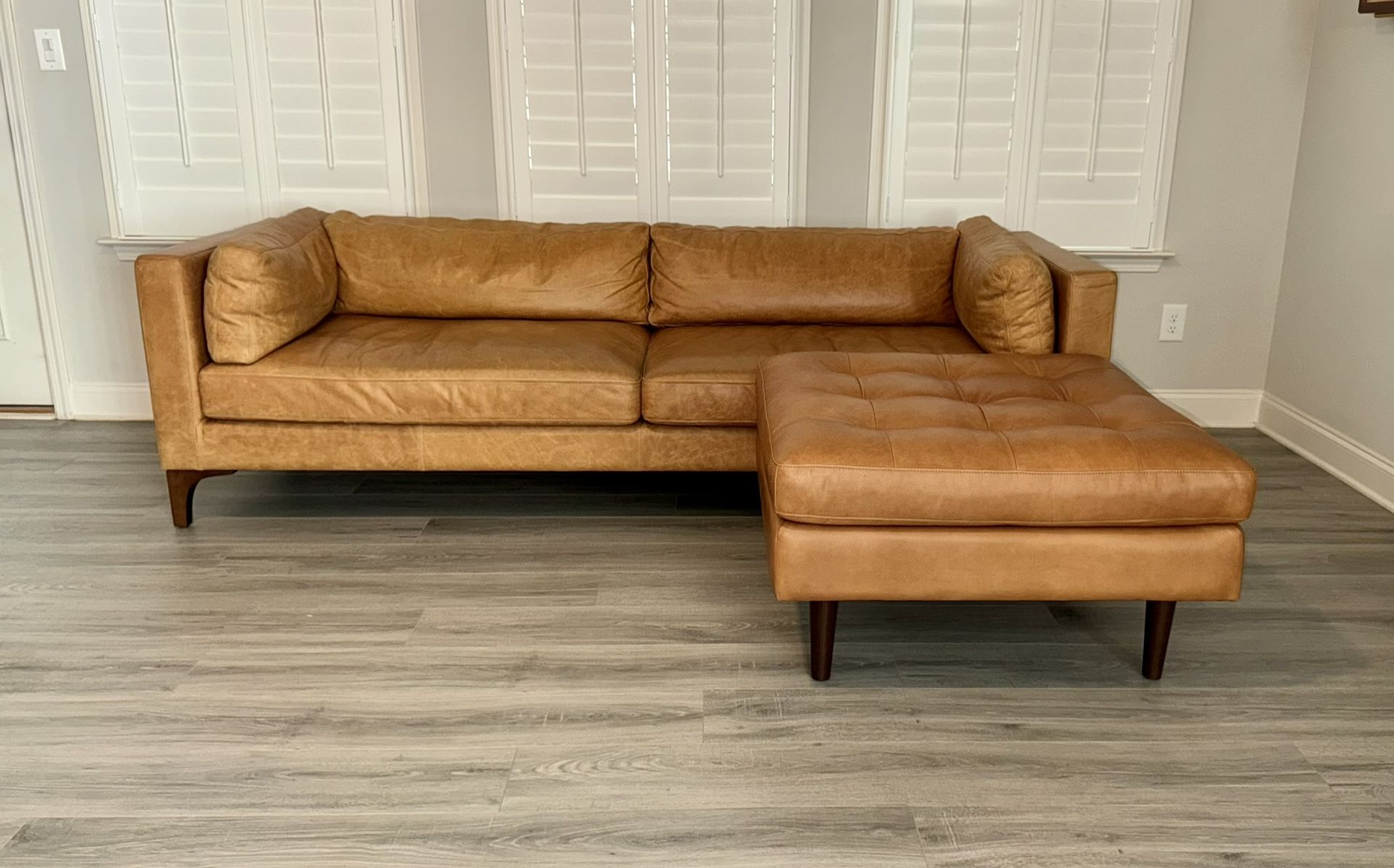 Poly & Bark Argan Leather Couch & Napa Ottoman