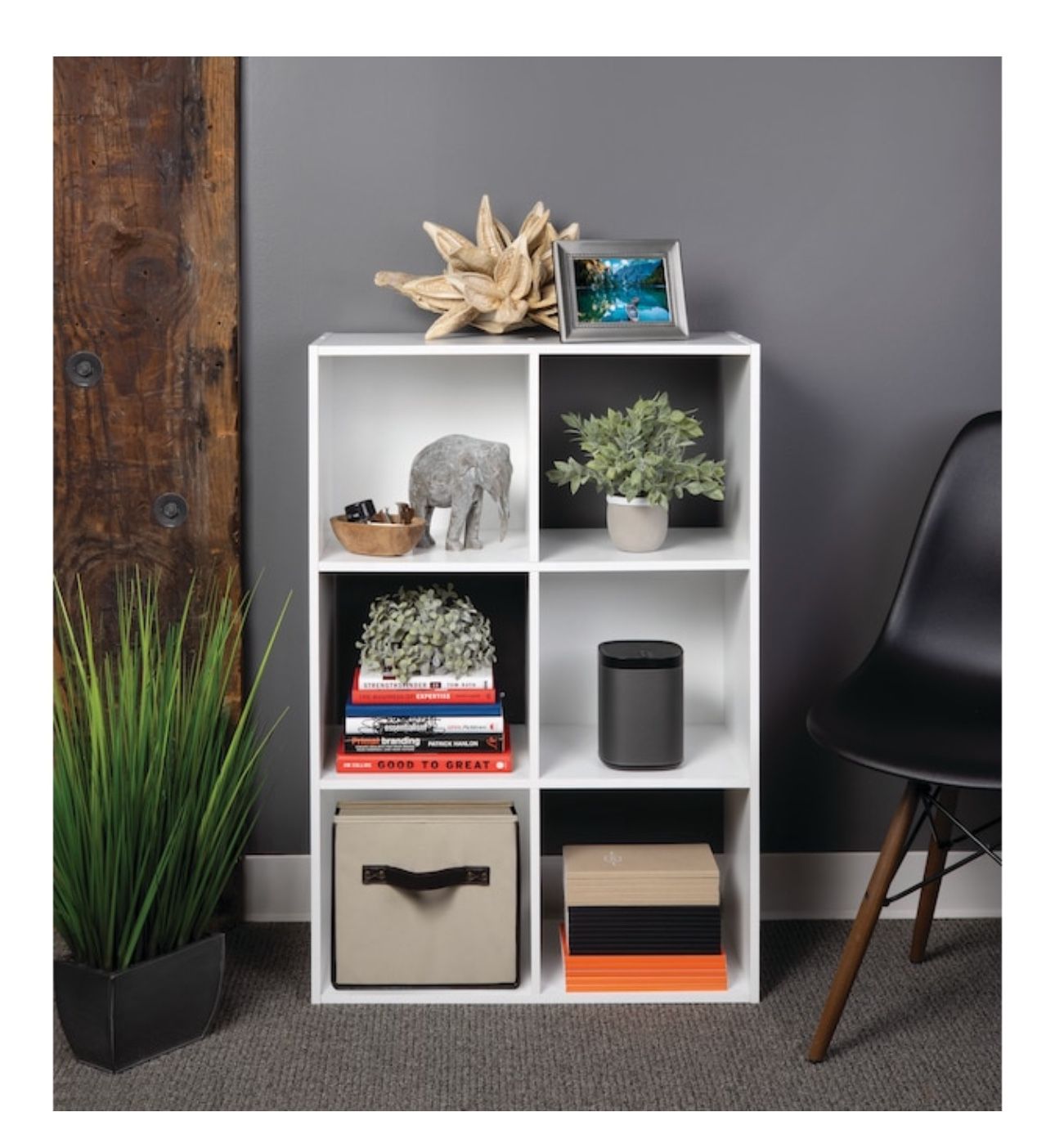 Stackable Wood Laminate 6 Cube Organizer 