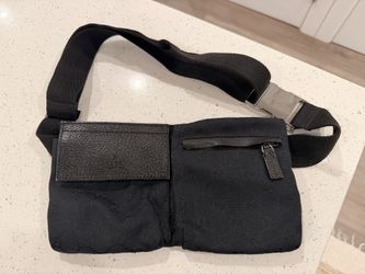 Gucci GG Monogram Double Pocket Belt Bag in black