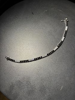 7” Sterling Silver Bracelet with Black Onyx and Moissanite 