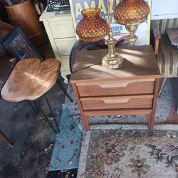 Mid-century Lamp With Nightstand